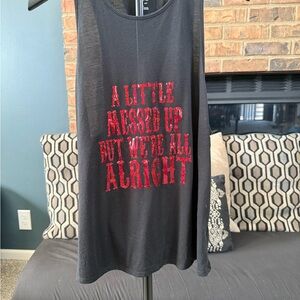 Mossimo Black & Red Sparkle Graphic Tank - "A Little Messed Up"